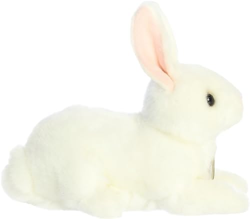 Aurora Realistic American White Rabbit Stuffed Animal - 8 Inches