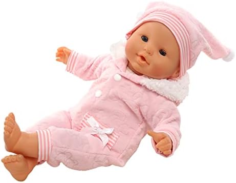 Miunana Baby Doll Clothes Pink Jumpsuit and Cap Set