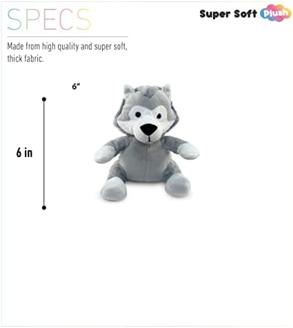 DolliBu Plush Wolf Toy - 6 Inches Sitting Huggable Stuffed Animal