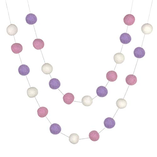 Matthew Mae Felt Ball Garland - 1 Inch Balls - Pink Purple
