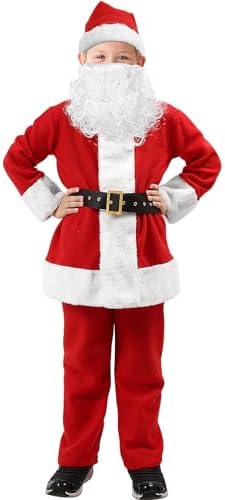 Kids Santa Costume 5Pcs Festive Christmas Suit for Children