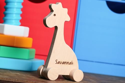 Personalized Wooden Rabbit Push Toy Handmade Baby Gift
