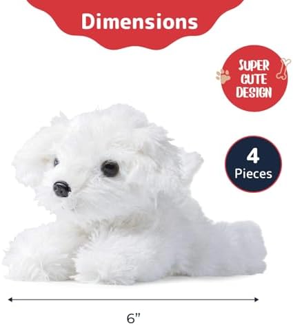 PREXTEX Stuffed Puppies Set of 4 - 6 Inch Plush Toys for Kids