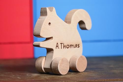 Personalized Wooden Rabbit Push Toy Handmade Baby Gift