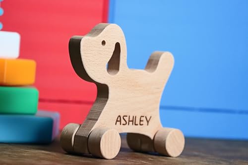 Personalized Wooden Rabbit Push Toy Handmade Baby Gift