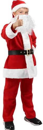 Kids Santa Costume 5Pcs Festive Christmas Suit for Children