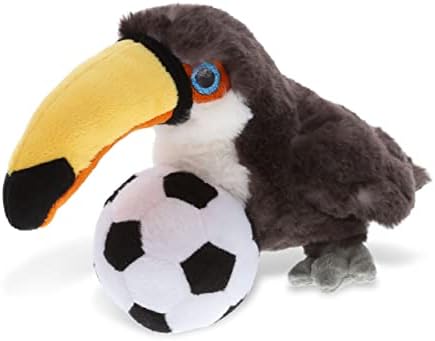 DolliBu Toucan Plush with Soccer Ball - 8 Inch Cute Huggable Stuffed Animal