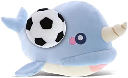 DolliBu Blue Narwhal Plush with Soccer Ball - 1175 Inch