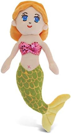 DolliBu Green Mermaid Plush Stuffed Animal - 14 Inch Huggable Toy