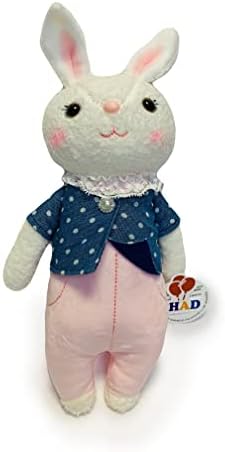 Cute Bunny Stuffed Animal with Pink Ears and Polka Dot Top