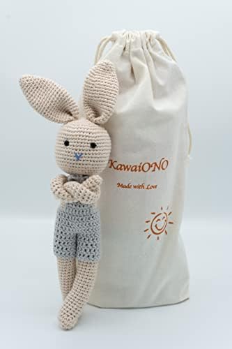 KawaiOnO Bunny Dad Cream Blue Handmade Plushie Doll