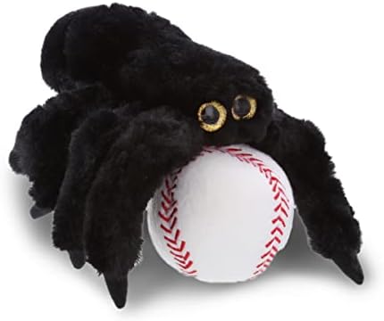 DolliBu Black Spider Plush with Baseball - 7 Inch