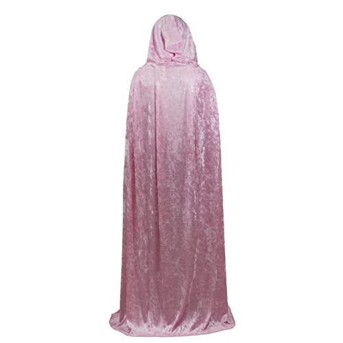 Light Pink Crushed Velvet Hooded Cape for All Ages