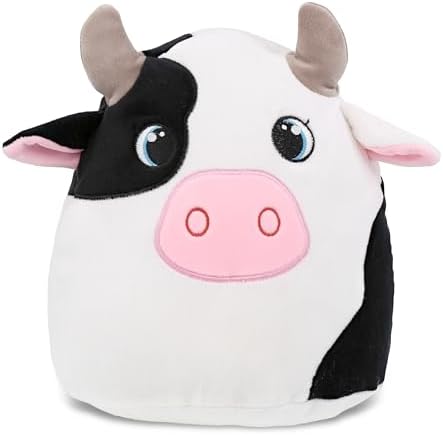 DolliBu Snug-Mooshies Cow Plush - 10 Inch Cuddly Toy