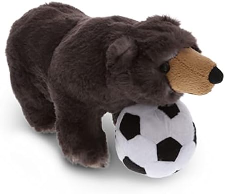 DolliBu Standing Black Bear with Soccer Ball Plush - 11 Inch