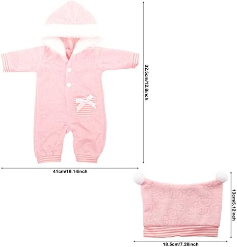 Miunana Baby Doll Clothes Pink Jumpsuit and Cap Set