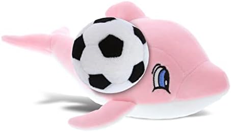DolliBu Pink Dolphin Plush with Soccer Ball - 12 Inches