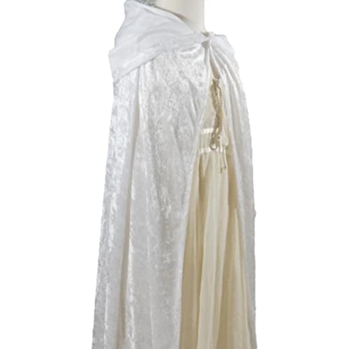 White Crushed Velvet Full Length Hooded Cape - Adult Medium
