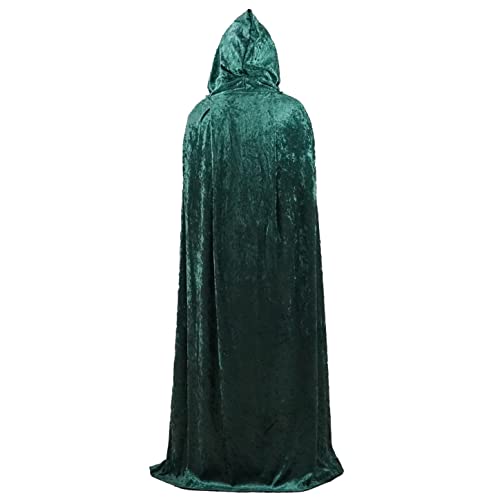 Hunter Emerald Green Crushed Velvet Hooded Cape - Adult Small 1
