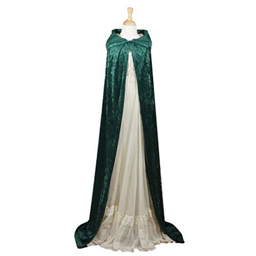 Hunter Emerald Green Crushed Velvet Hooded Cape - Adult Small 1