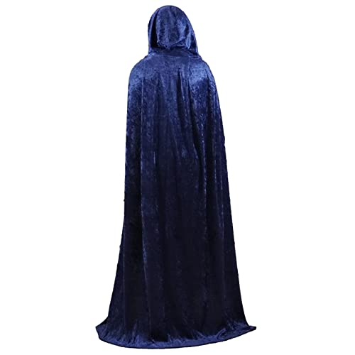 Dark Blue Navy Velvet Hooded Cape for All Sizes