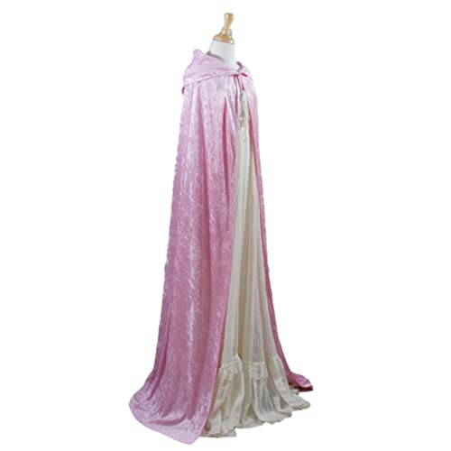 Light Pink Crushed Velvet Hooded Cape for All Ages