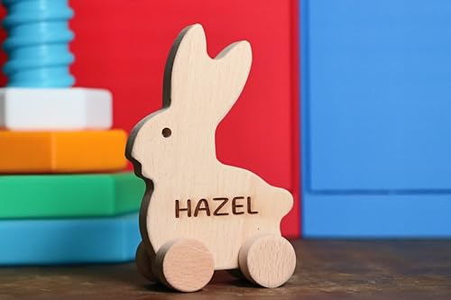 Personalized Wooden Puppy Push Toy - Handmade