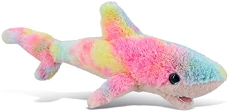 DolliBu Rainbow Shark Plush Toy - 14 Inches