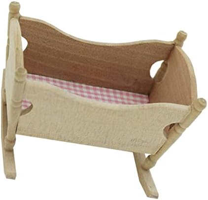 CIYODO Mini Wooden Cradle Model for Dollhouse 1