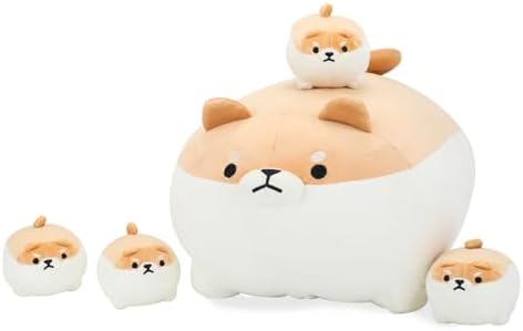 AtoBaby Shiba Inu Plush Pillow with Four Babies