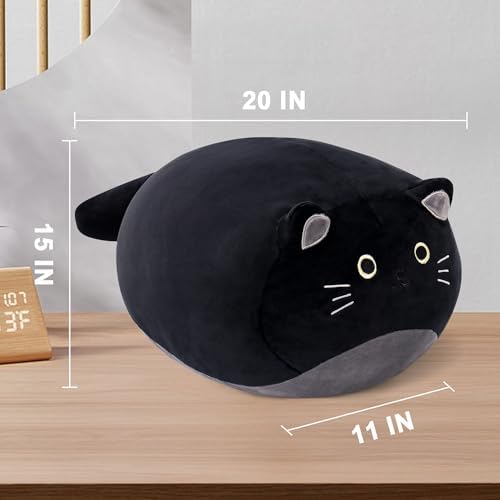 Wepop 20-Inch Black Cat Plush Pillow Toy