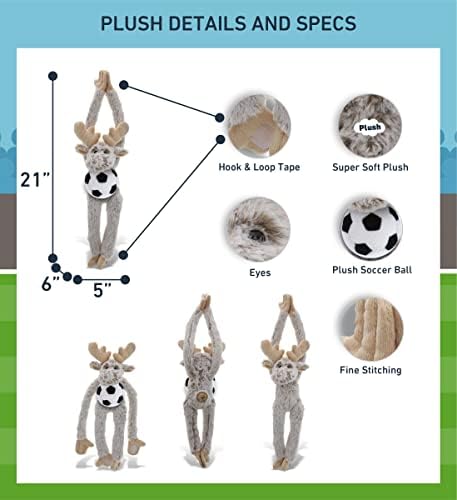 DolliBu Long Arms Moose Plush with Soccer Ball - 21 Inches