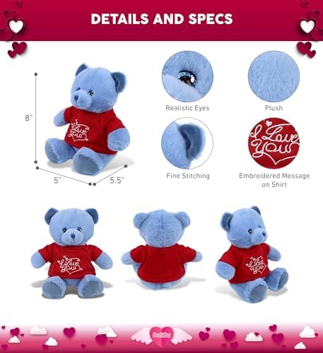 DolliBu I Love You Baby Blue Bear Plush - 8 Inches