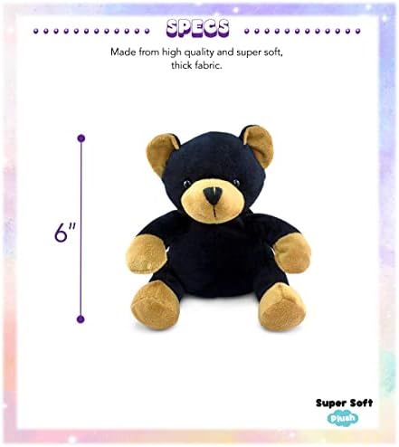 DolliBu Plush Black Bear Stuffed Animal - 6 Inches