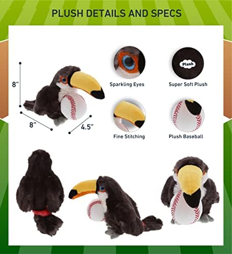 DolliBu Toucan Plush with Baseball - 8 Inches Huggable Toy