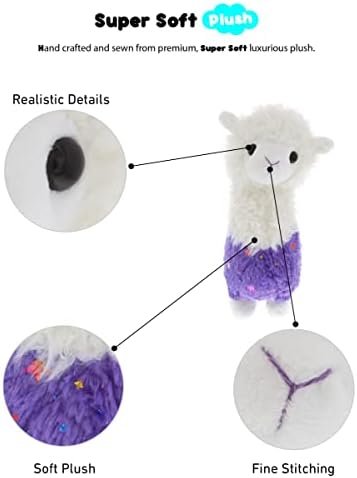 DolliBu Sparkle Purple Llama Plush 115 Inch Huggable Stuffed Animal