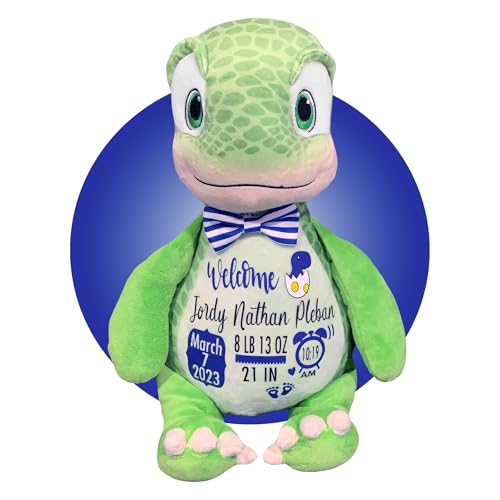 Baby Birth Stats Plush Green Dinosaur