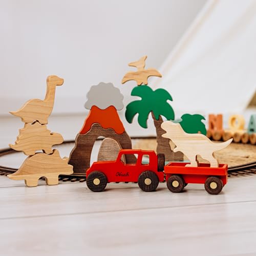 Personalized Wooden Car with Dinosaur Theme for Kids