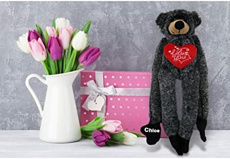 DolliBu Personalized Valentine Black Bear Plush - 21 Inches