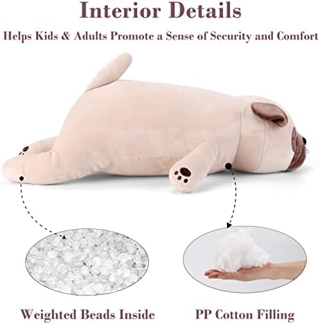 Meowtastic Pug Weighted Plush - 28 Inch 40 Lbs Comfort Pillow