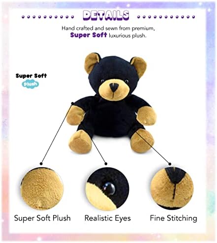 DolliBu Plush Black Bear Stuffed Animal - 6 Inches