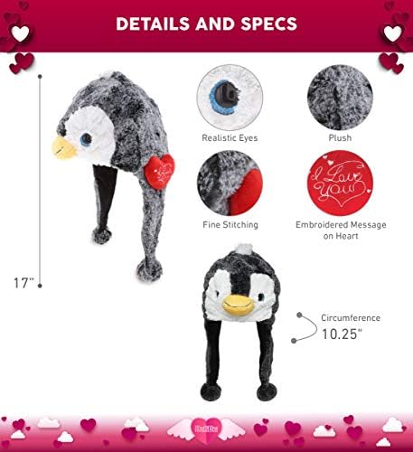 DolliBu I Love You Penguin Plush Hat with Name Personalization