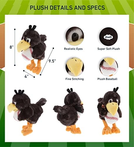 DolliBu Sitting Crow Plush with Baseball - 95 Inches 1