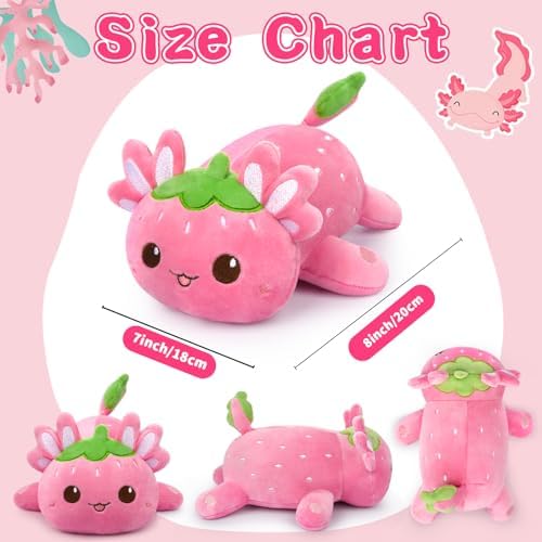 Cute Strawberry Axolotl Plush Pillow Toy