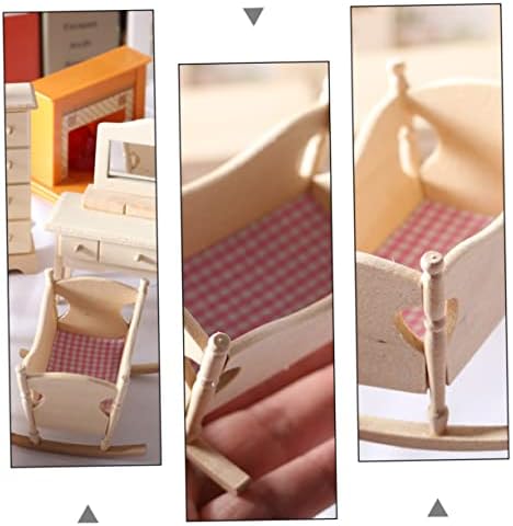 CIYODO Mini Wooden Cradle Model for Dollhouse 1
