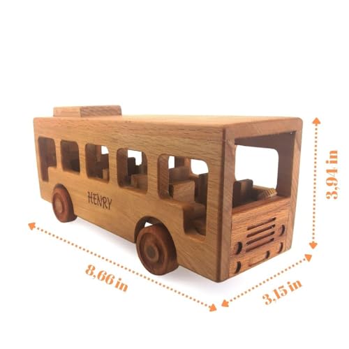 Personalized Wooden School Bus Toy for Toddlers 1
