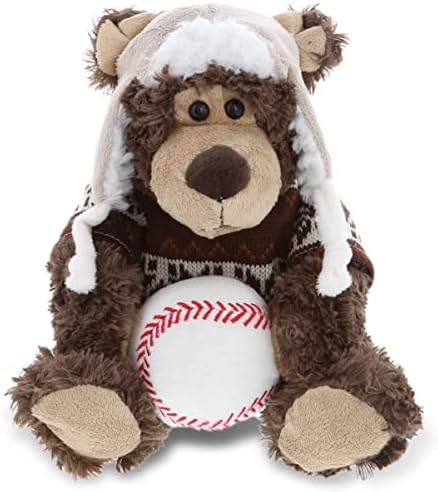 DolliBu Grizzly Bear with Clothes and Baseball - 9 Inch
