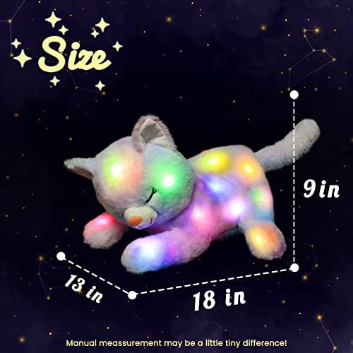 Hopearl LED Plush Cat Glow in the Dark with 3 Baby Kittens 18