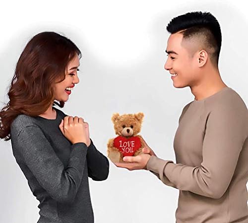 Plushland Stuffed Mocha Heart Bear - 9 Inch Plush Toy