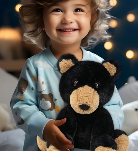DolliBu Black Bear Plush Toy 9 Inches Soft and Realistic 1
